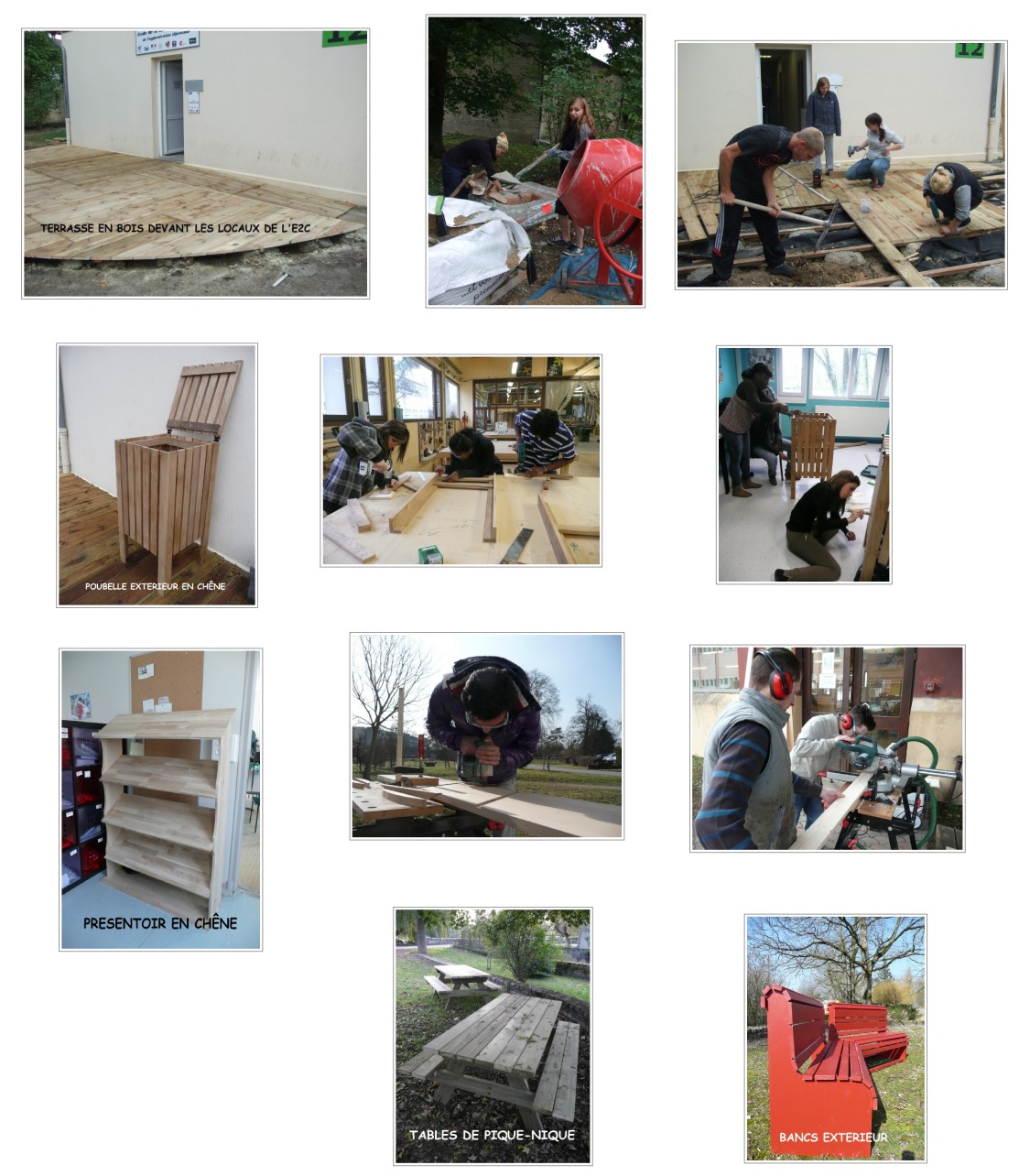 Ateliers bois « chantiers école » à l'E2C (école de la deuxième chance)